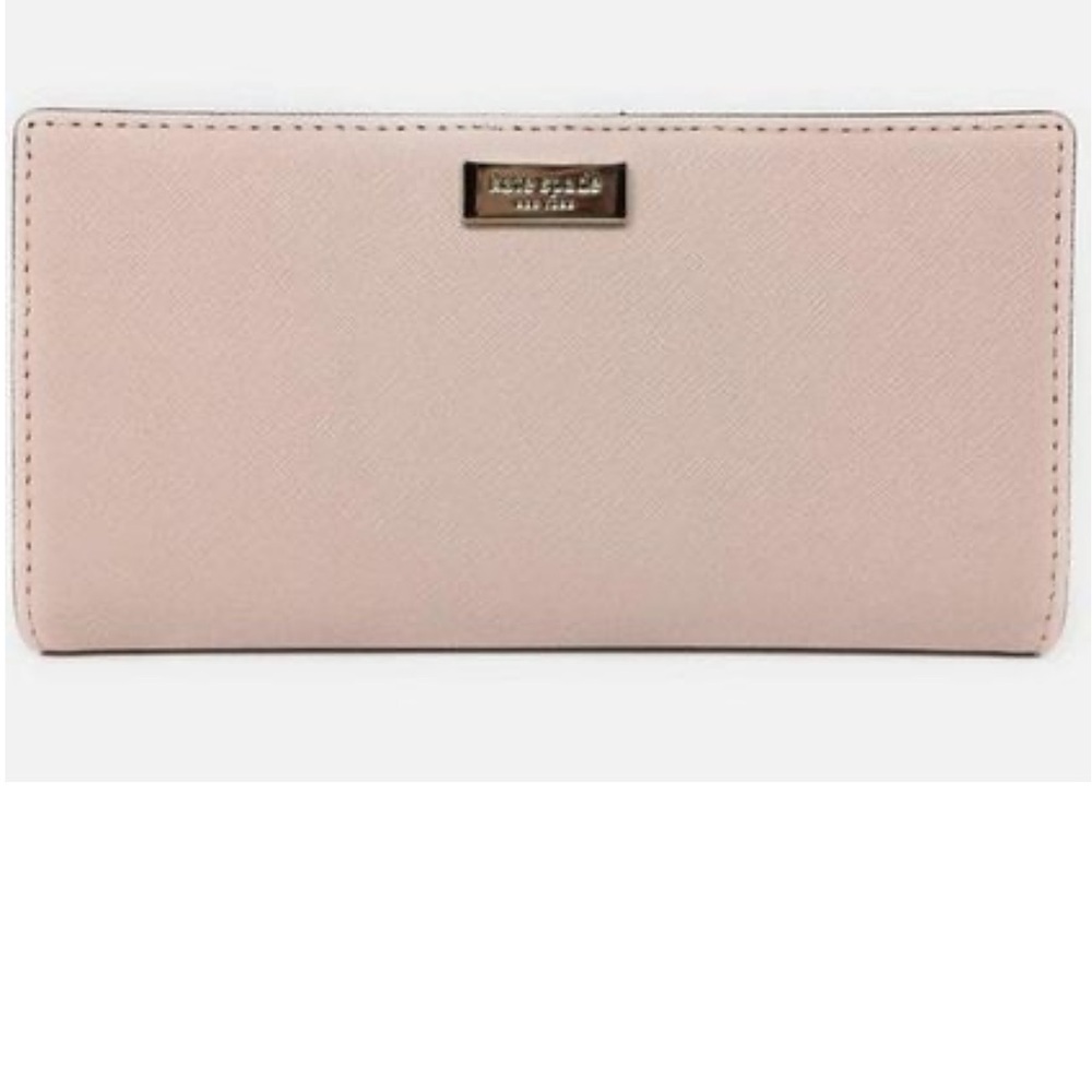 KATE SPADE Stacy Bi-Fold Leather Saffiano Wallet Clutch Organizer Pink Coin Zip